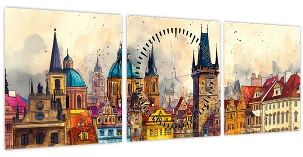 Slika - Jesen u oslikanom gradu (sa satom) (90x30 cm)