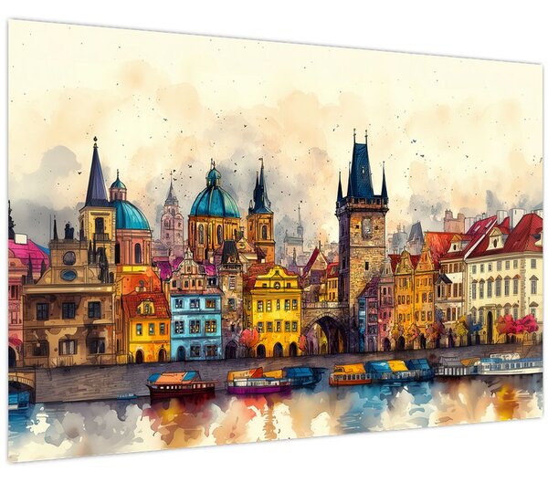Slika - Jesen u oslikanom gradu (90x60 cm)