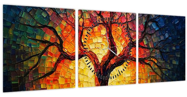 Slika - Stablo života u mozaiku (sa satom) (90x30 cm)