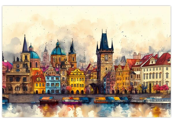 Slika - Jesen u oslikanom gradu (90x60 cm)