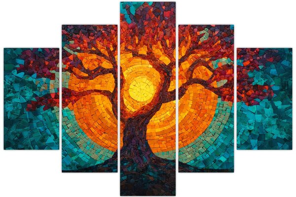 Slika - Stablo života i sunce u mozaiku (150x105 cm)