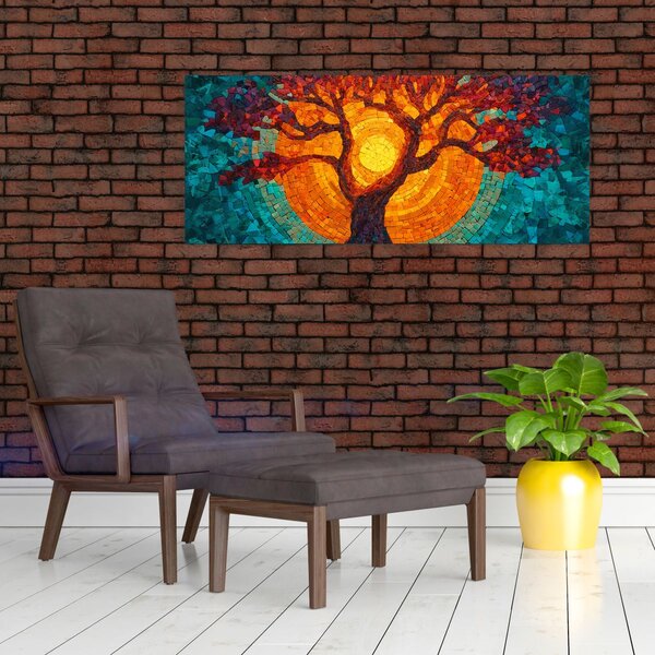 Slika - Stablo života i sunce u mozaiku (120x50 cm)