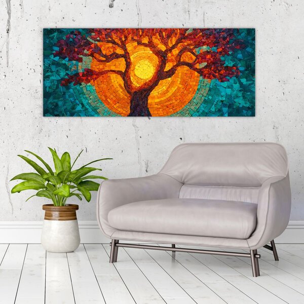 Slika - Stablo života i sunce u mozaiku (120x50 cm)