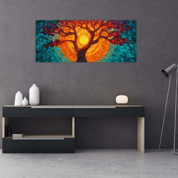 Slika - Stablo života i sunce u mozaiku (120x50 cm)