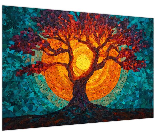 Slika - Stablo života i sunce u mozaiku (90x60 cm)