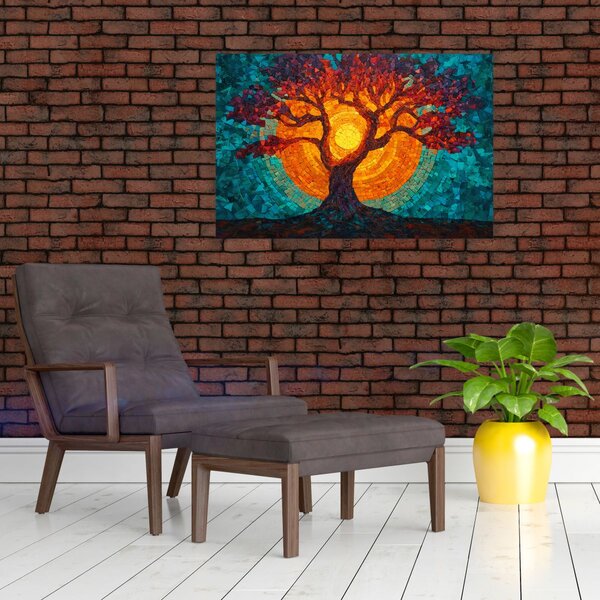 Slika - Stablo života i sunce u mozaiku (90x60 cm)