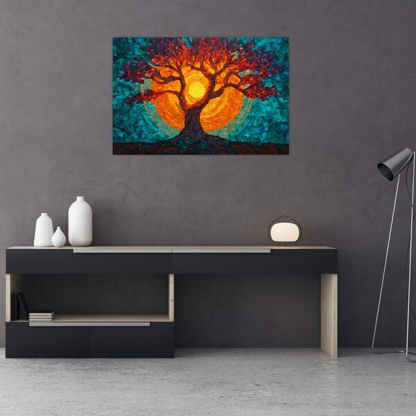 Slika - Stablo života i sunce u mozaiku (90x60 cm)