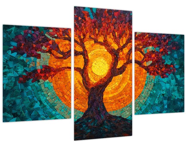 Slika - Stablo života i sunce u mozaiku (90x60 cm)