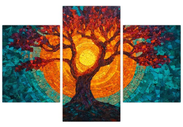 Slika - Stablo života i sunce u mozaiku (90x60 cm)