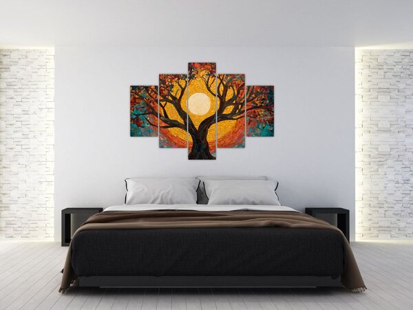 Slika - Sunce u krošnji stabla života (150x105 cm)
