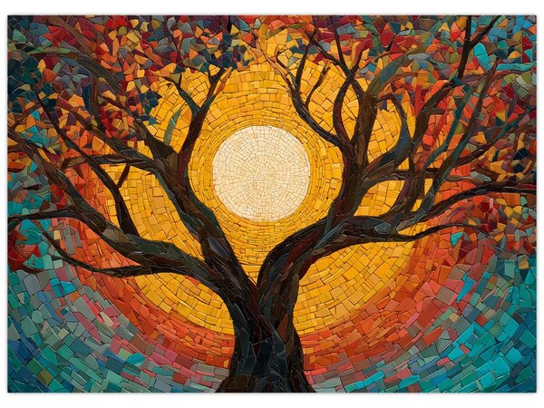 Slika - Sunce u krošnji stabla života (70x50 cm)