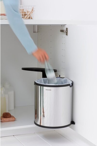 Ugradbena željezna kanta za smeće u sjajno srebrnoj boji 15 l – Brabantia