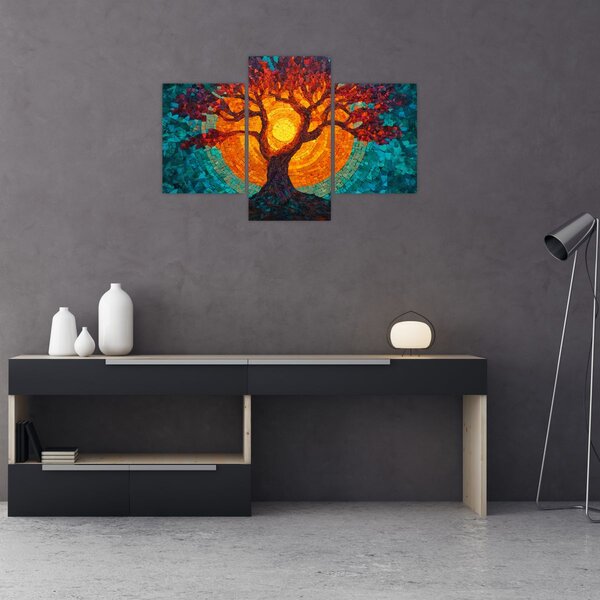 Slika - Stablo života i sunce u mozaiku (90x60 cm)