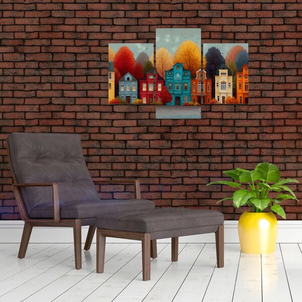 Slika - Oslikani jesenski grad (90x60 cm)