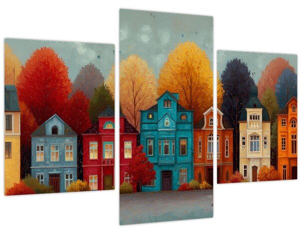 Slika - Oslikani jesenski grad (90x60 cm)