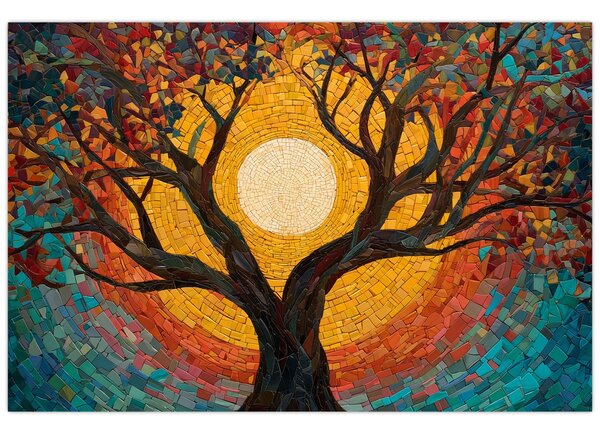 Slika - Sunce u krošnji stabla života (90x60 cm)