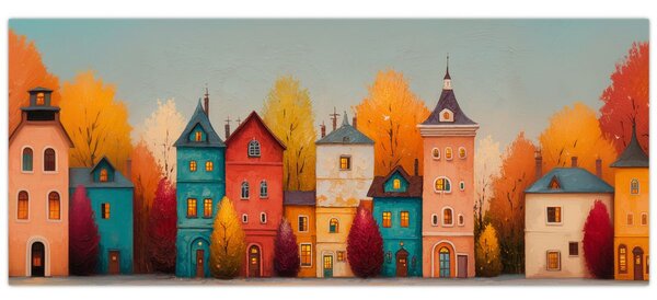 Slika - Jesensko selo (120x50 cm)