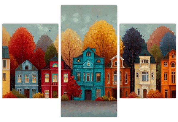 Slika - Oslikani jesenski grad (90x60 cm)