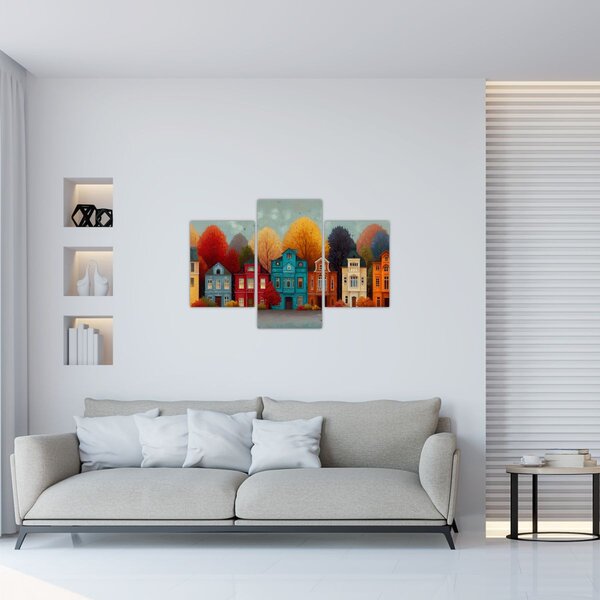 Slika - Oslikani jesenski grad (90x60 cm)