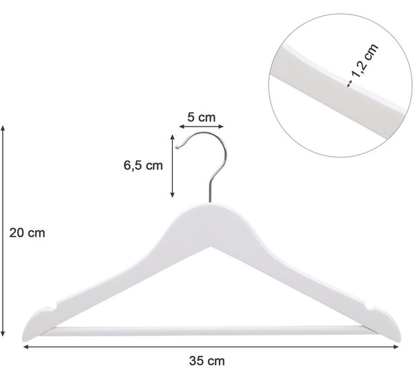 Mala vješalica 35 cm, Vješalice za dječju odjeću, pakiranje od 20 kom, bijele | SONGMICS