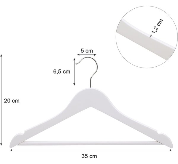 Mala vješalica 35 cm, Vješalice za dječju odjeću, pakiranje od 20 kom, bijele | SONGMICS