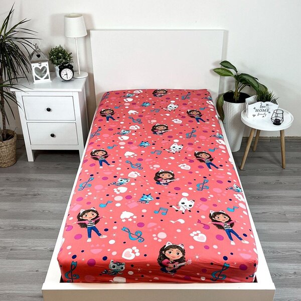 Pamučna dječja plahta s gumom za krevet za jednu osobu 90x200 cm Gabby's Dollhouse – Jerry Fabrics