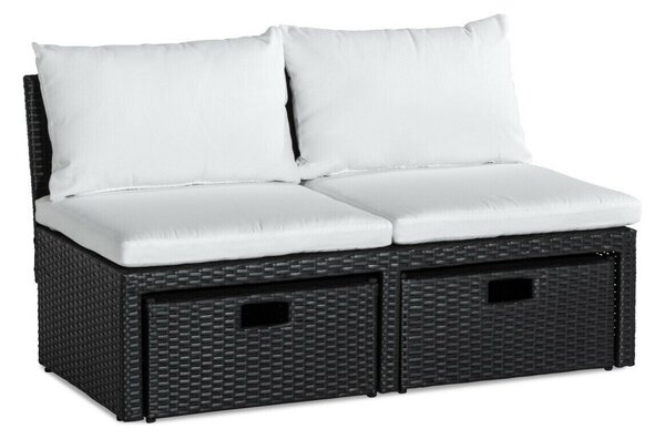 Vrtna sofa Comfort Garden 156064x120x65cm, Bijela, Crna, PVC pletivo