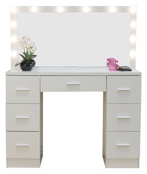 Veliki toaletni stol bijele boje s osvjetljenjem 80 x 40 x 110 cm