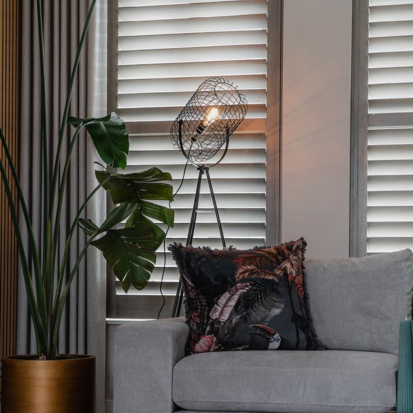 Industrijska podna lampa tronožac čelik crna - Bliss Vefa