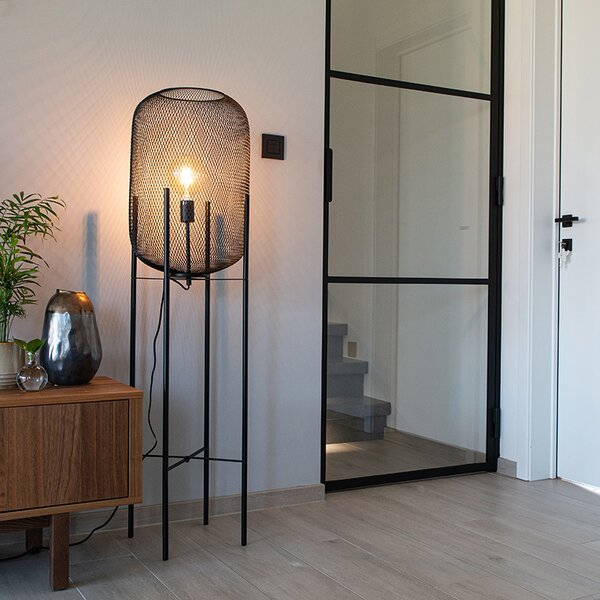 Moderna crna podna svjetiljka - Bliss Mesh