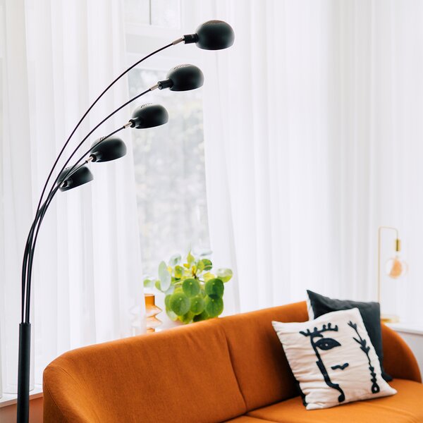 Dizajnerska podna lampa crna sa zlatom 5-svjetla - Sixties Marmo