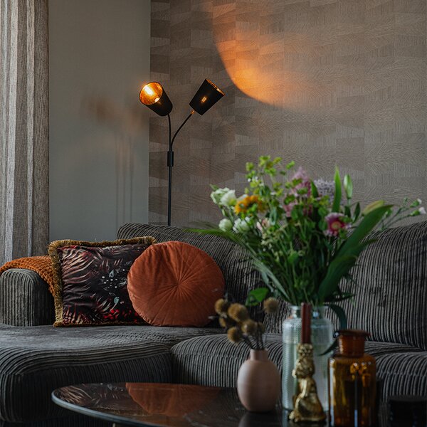 Moderna podna lampa crna 2-svjetla - Carmen