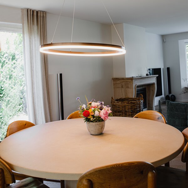 Tamno brončana viseća svjetiljka 80 cm s LED-om, 3-stupanjska regulacija svjetline - Anello