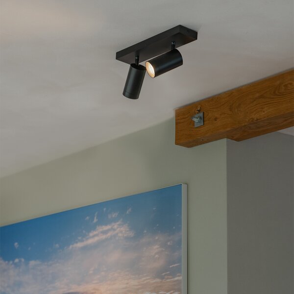 Pametna stropna svjetiljka crna podesiva 2-svjetla uklj. 2 Wifi GU10 50mm - Jeana Luxe