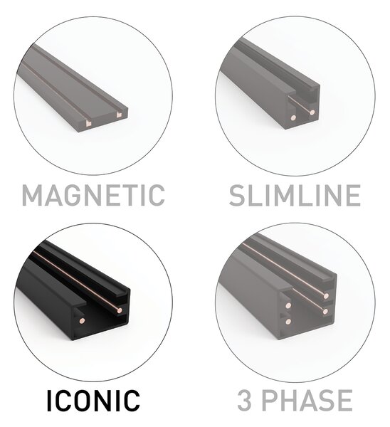 Moderni 1-fazni sustav tračnica za rasvjetu crni 50cm set od 2 - Iconic