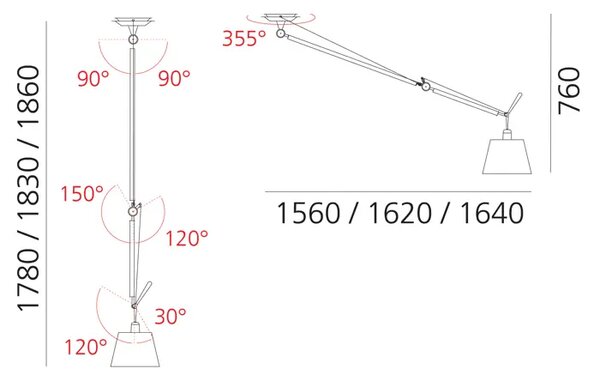 TOLOMEO DECENTRATA STROPNA SVJETILJKA ALUMINIJ SA SJENILOM 0629000A + 0781010A AR0629000A+AR0781010A