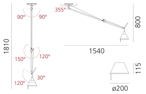 TOLOMEO DECENTRATA STROPNA SVJETILJKA ALUMINIJ SA SJENILOM 0629000A + 0371050A AR0629000A+AR0371050A