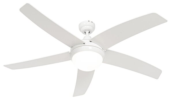 Pametni stropni ventilator bijeli s uzorkom drveta 132 cm uklj. LED prigušiva s daljinskim upravljačem - Cool