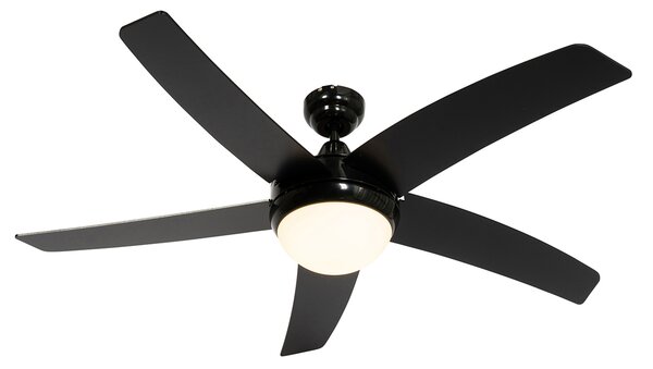 Pametni stropni ventilator crni s uzorkom drveta 132 cm uklj. LED prigušiv s daljinskim upravljačem - Cool