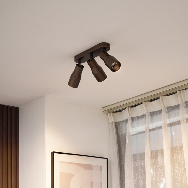 Zaobljeno stropno svjetlo tamno brončano GU10 50 mm 3-svjetlo - Stanley