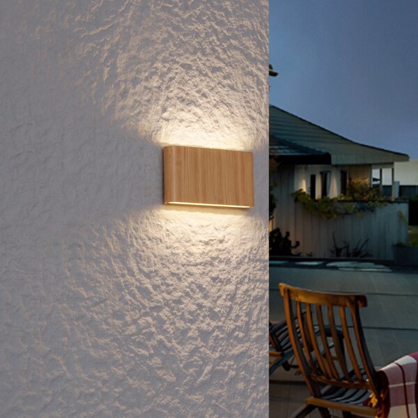 Skandinavska vanjska zidna svjetiljka s uzorkom drveta 17,5 cm uklj. LED IP65 - Batt