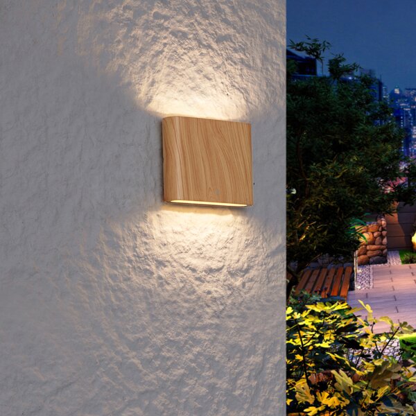 Skandinavska vanjska zidna svjetiljka s uzorkom drva 11,5 cm uklj. LED IP65 - Batt
