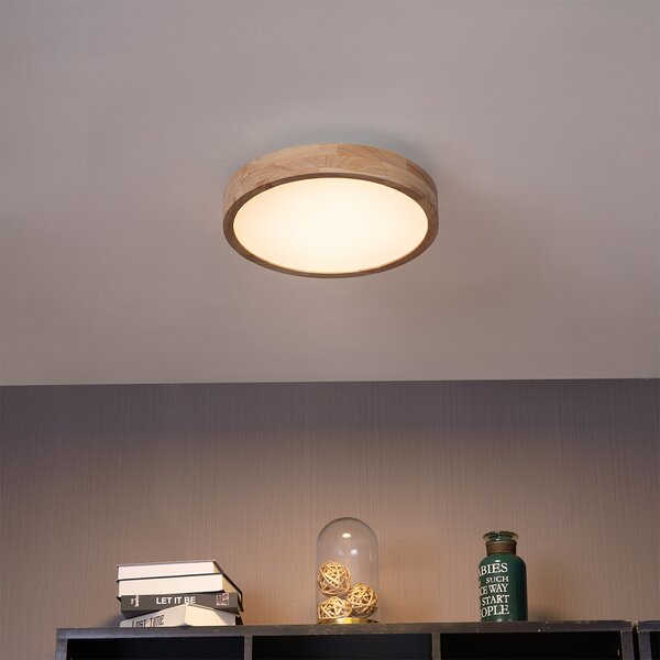 Skandinavska stropna svjetiljka drvena 40 cm uklj. LED prigušiva - Pecker