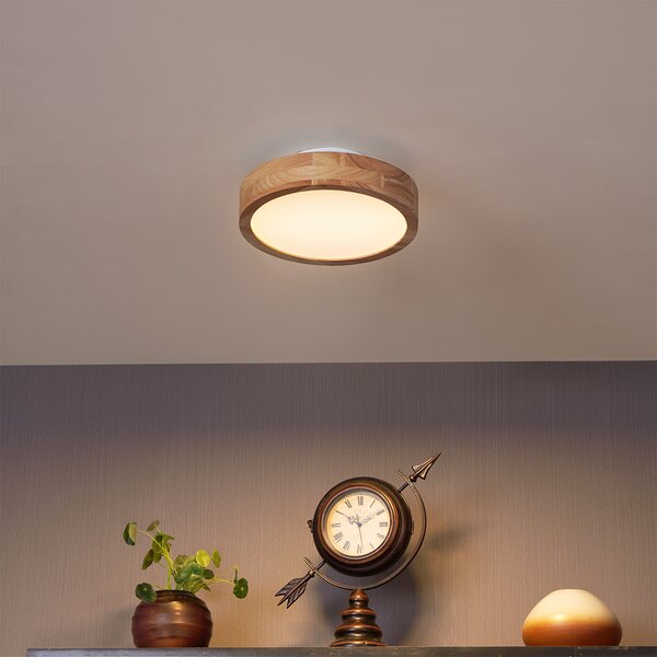 Skandinavska stropna svjetiljka drvena 30 cm uklj. LED prigušiva - Pecker