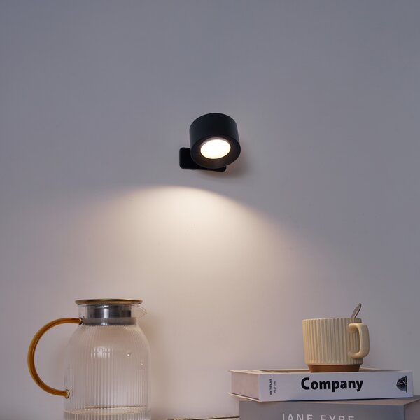 Set od 4 moderne crne zidne i stropne svjetiljke uklj. LED punjive - Bright