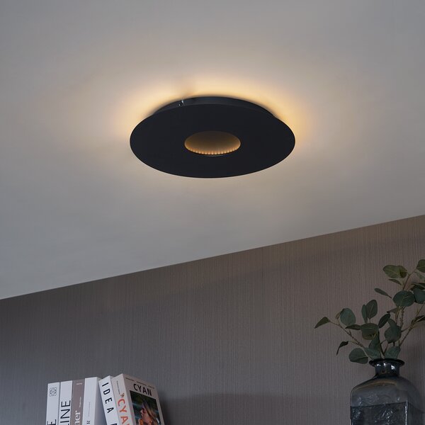 Moderna stropna svjetiljka crna 40 cm uklj. LED s 3-stupanjskim prigušivanjem - Morning
