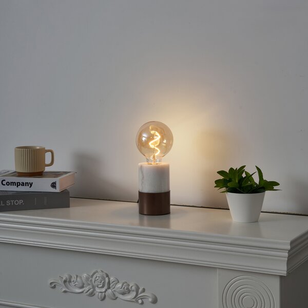 Moderna stolna lampa brončana s bijelim mramorom - Marissa