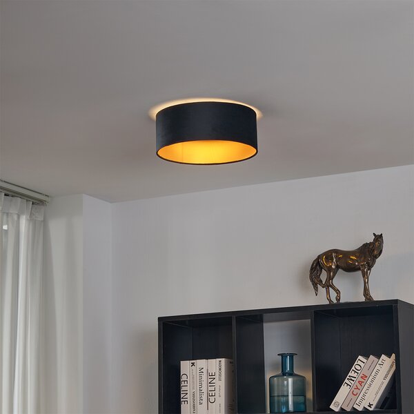 Moderna stropna svjetiljka crni baršun 40 cm uklj. LED s 3-stupanjskim prigušivanjem - Sue