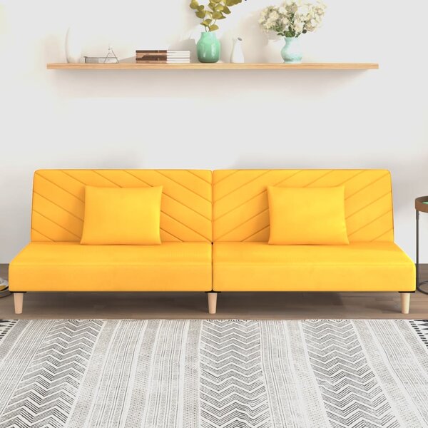 VidaXL Dvosjed / dnevni ležaj s dva jastuka žuti od tkanine