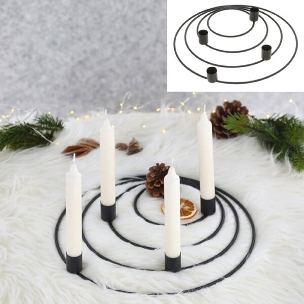 Adventski metalni svijećnjak WREATH crni